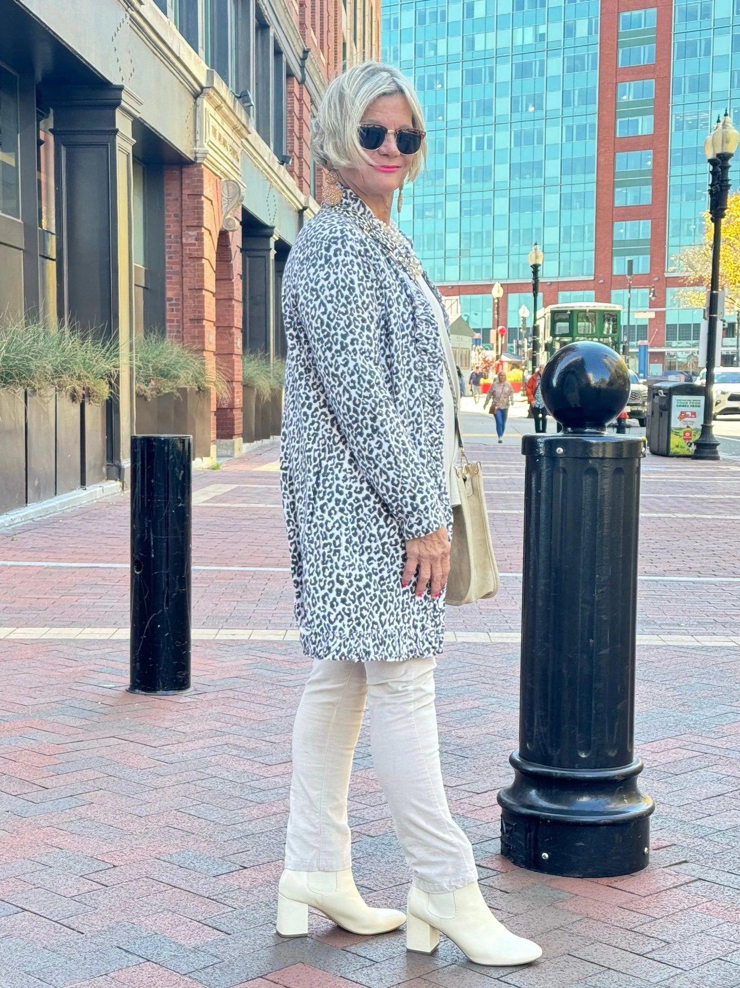 LULU-B CREAM LEOPARD CASHMERE CARDIGAN