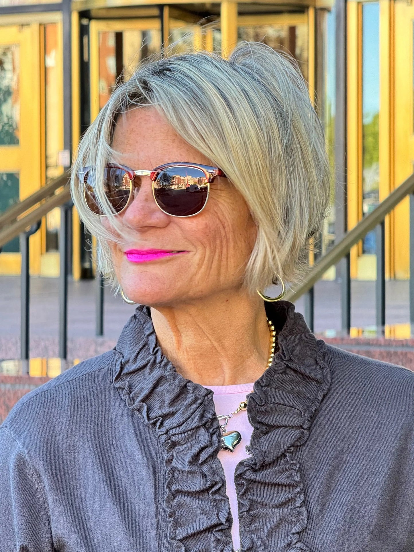 LULU-B ROUGED CHARCOAL CARDIGAN