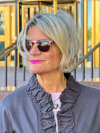 LULU-B ROUGED CHARCOAL CARDIGAN