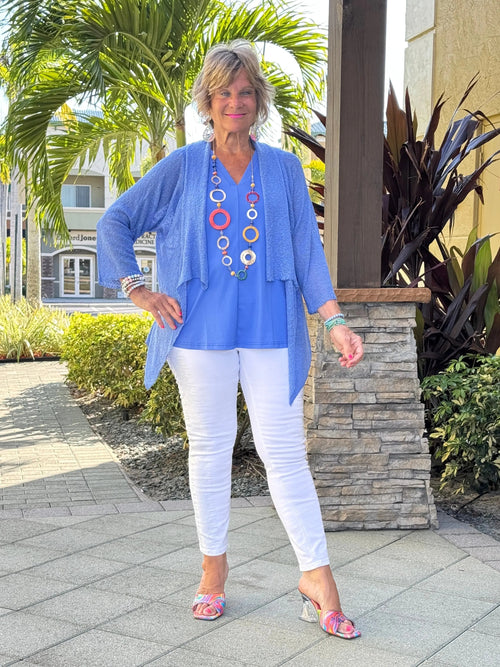 LULU-B MESH BLUE RUFFLE WRAP
