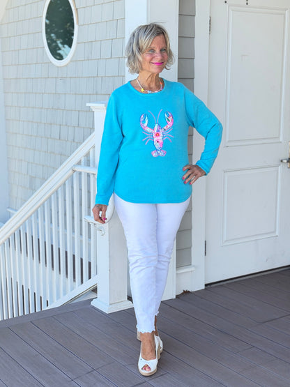 BEACH CLUB AQUA LOBSTER SWEATER