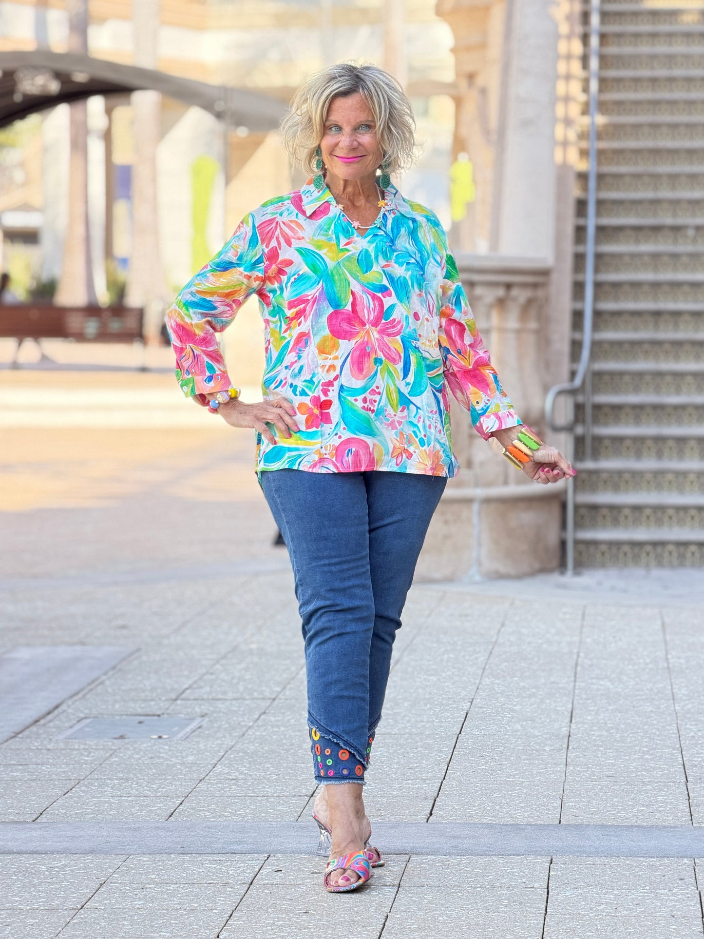 Ethyl Casual Collar V-Neck Blouse - Funfair