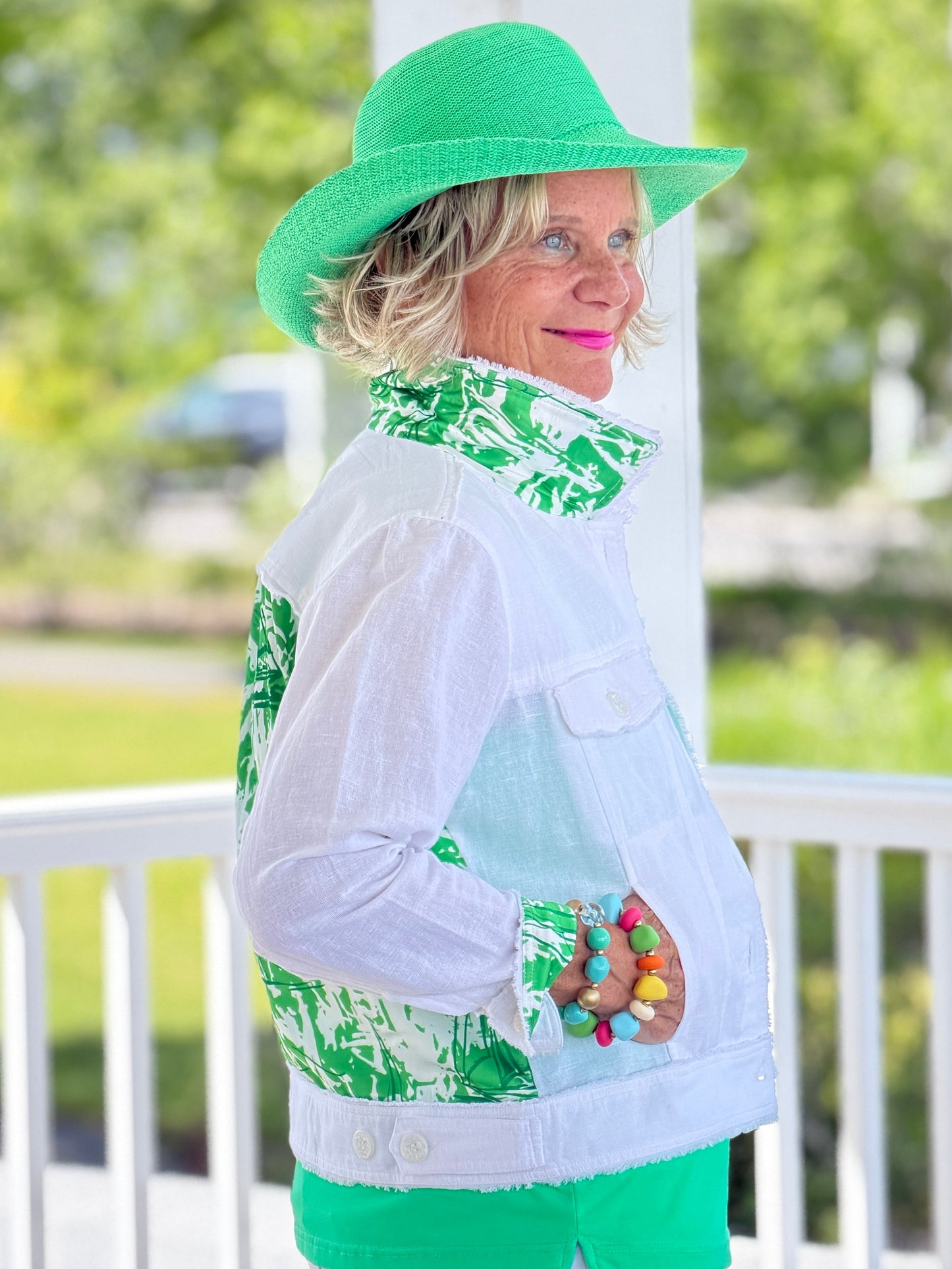 HARBOR LIGHTS GREEN LINEN JACKET