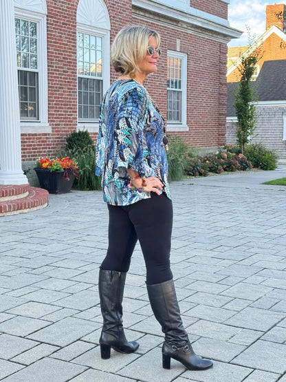 LEOPARD BLUE FASHION TOP