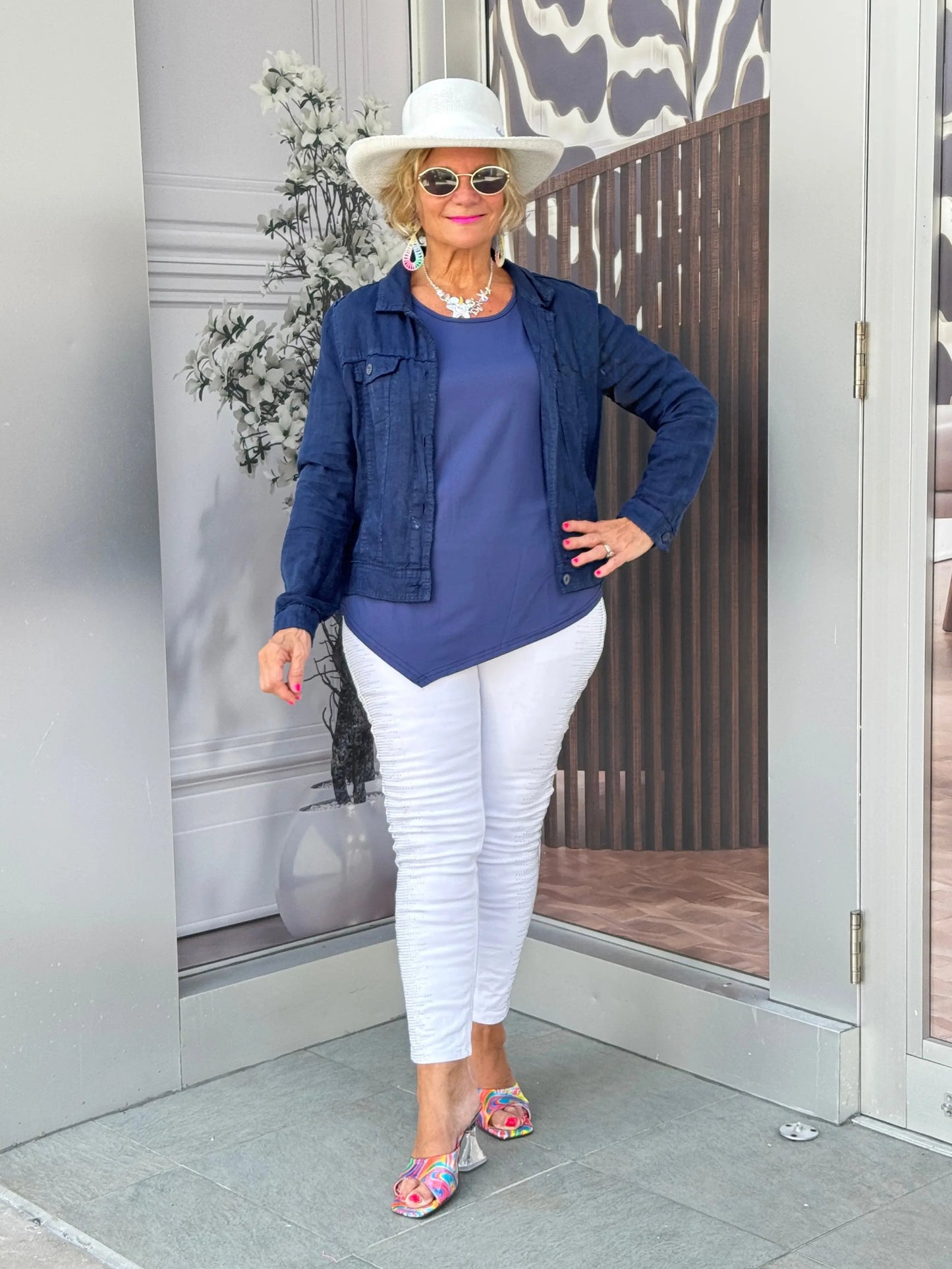 LULU B NAVY LINEN JACKET
