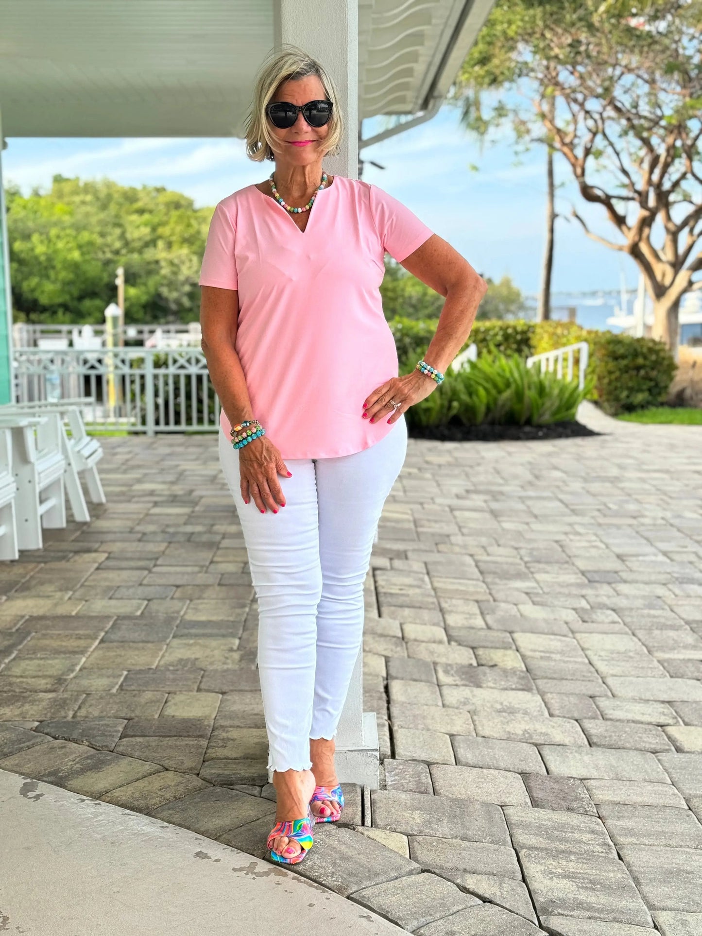 CLEAR PINK SHORT SLEEVE TOP