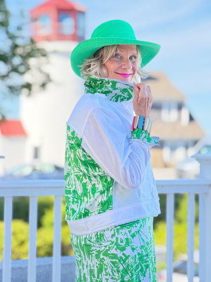 HARBOR  LIGHTS SAILBOAT GREEN MAXI DRESS