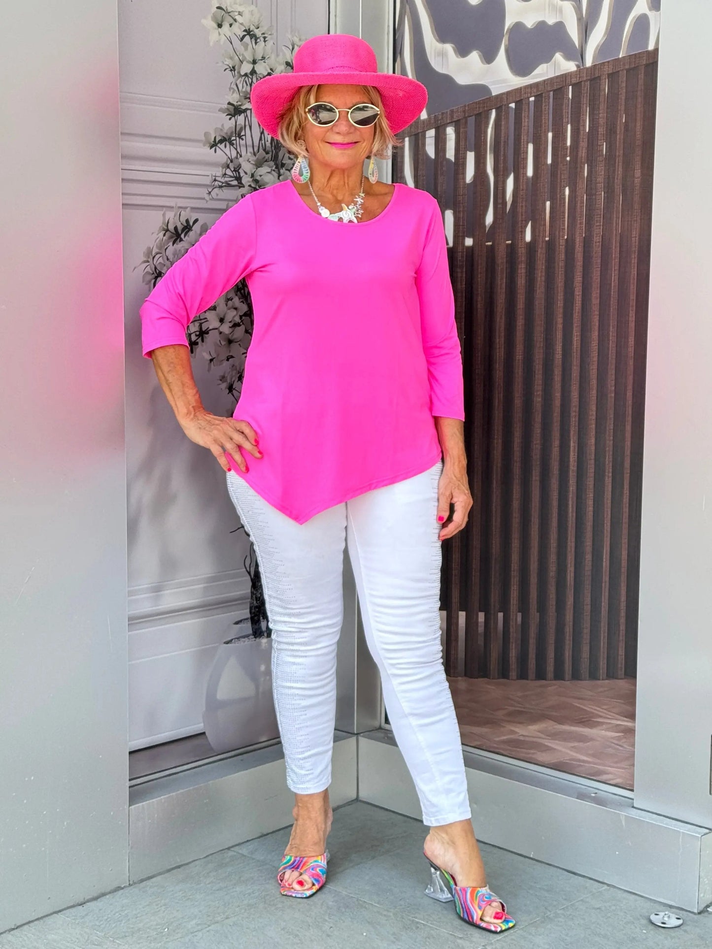 LULU-B HOT PINK ASYMMETRIC TOP