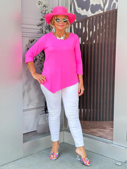 LULU-B HOT PINK ASYMMETRIC TOP