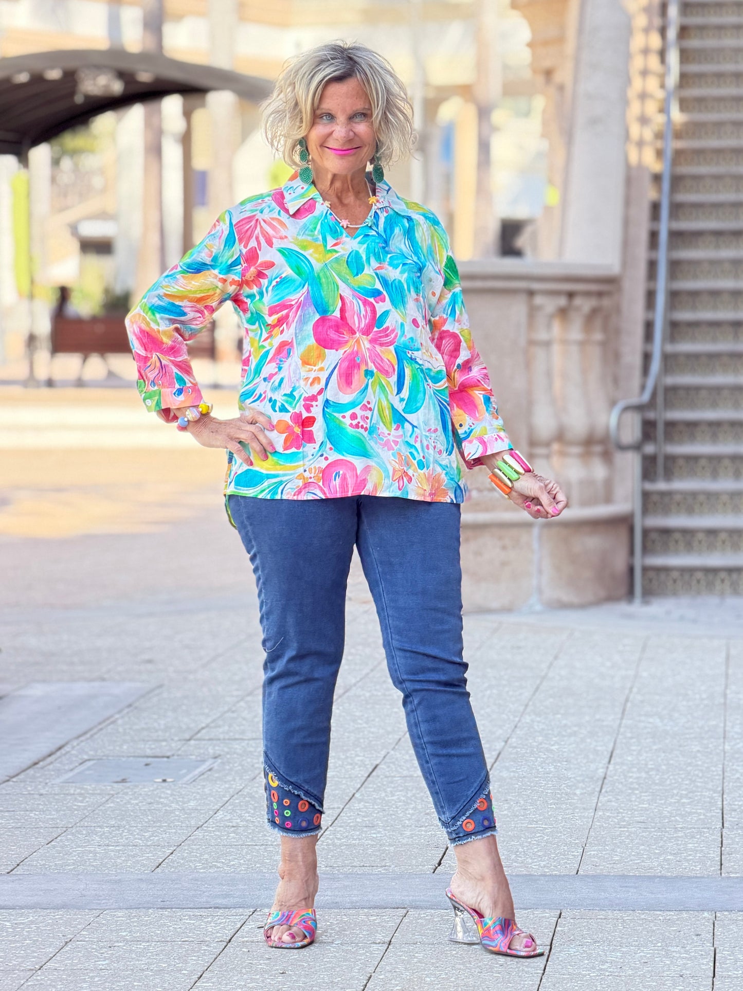 Ethyl Casual Collar V-Neck Blouse - Funfair