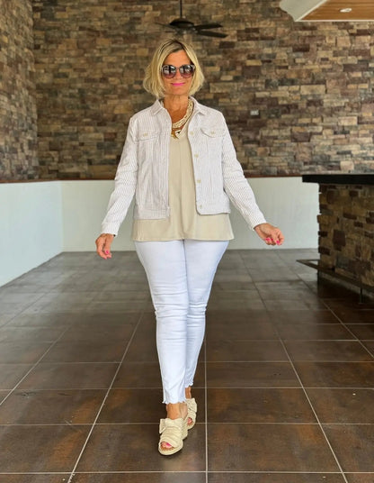 LULU B  STONE SEERSUCKER JACKET