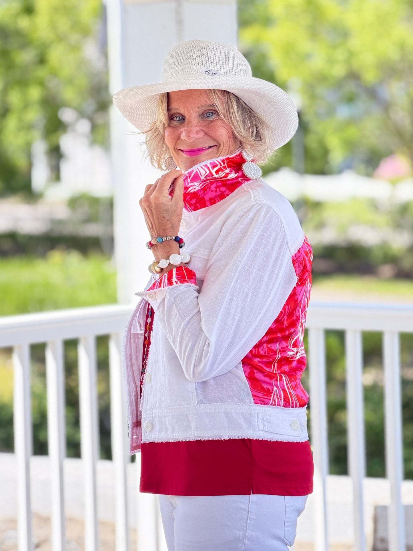 HARBOR LIGHTS RED LINEN JACKET