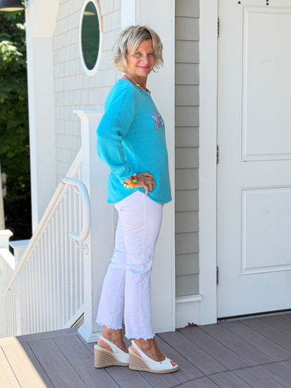 BEACH CLUB AQUA ADIRONDACK SWEATER