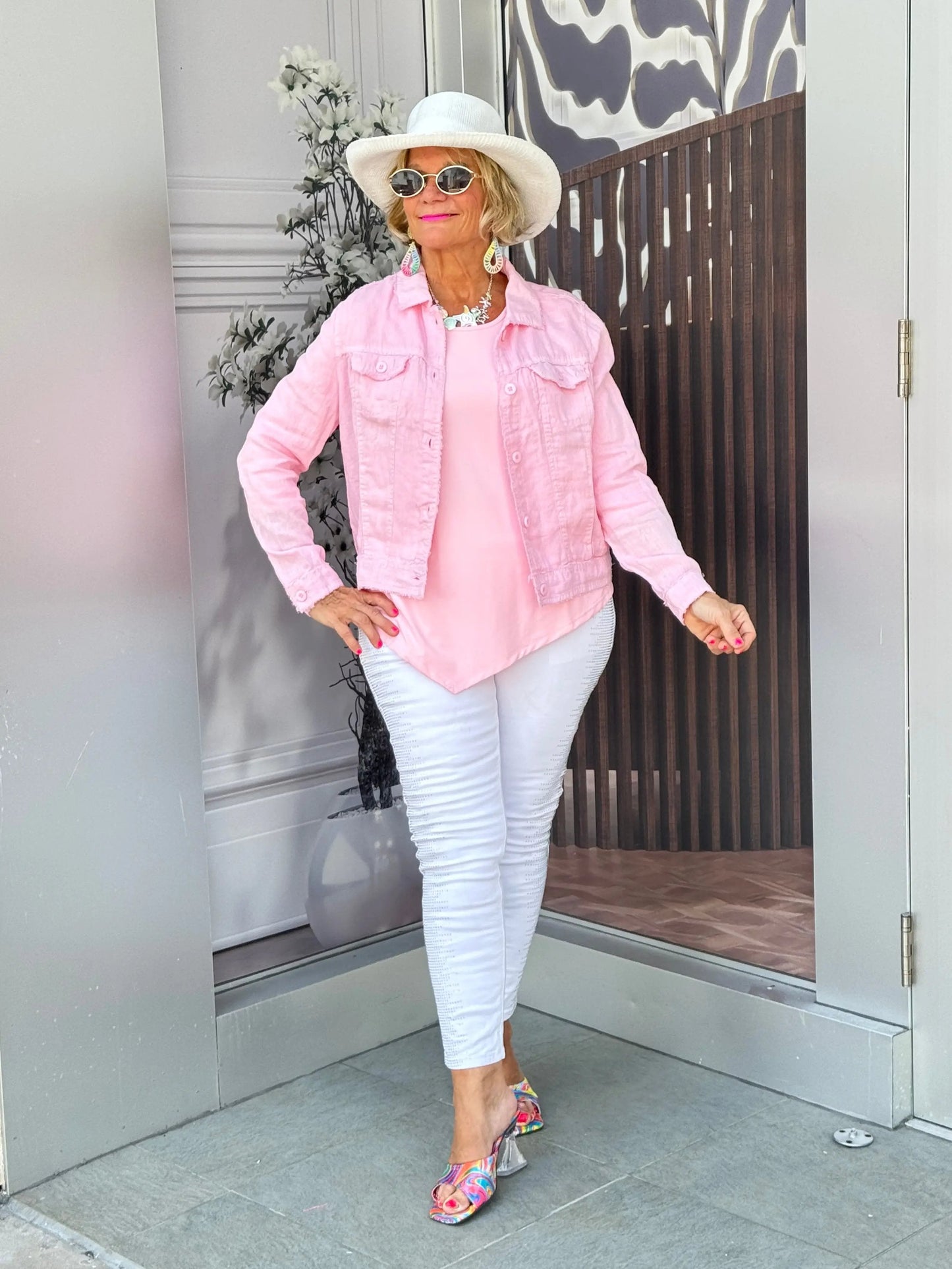 LULU B  CLEAR PINK LINEN JACKET