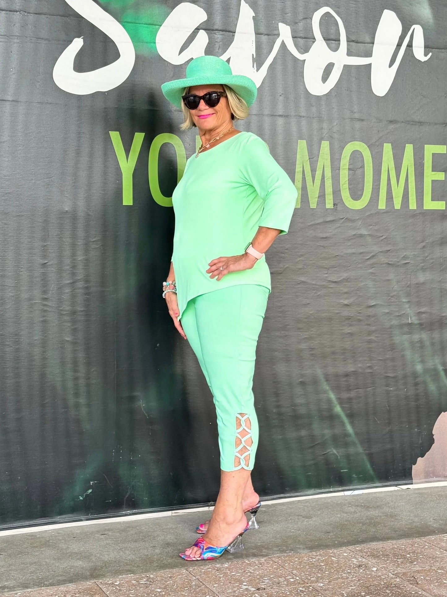 CLEAR LIME ASYMMETRIC TOP