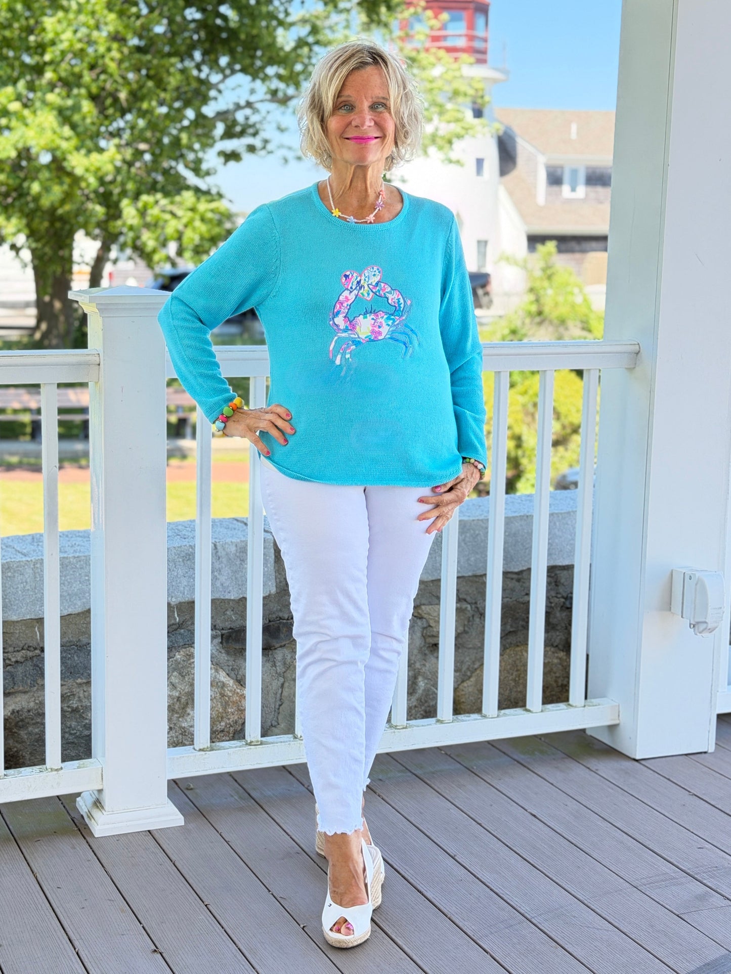 BEACH CLUB AQUA CRAB SWEATER
