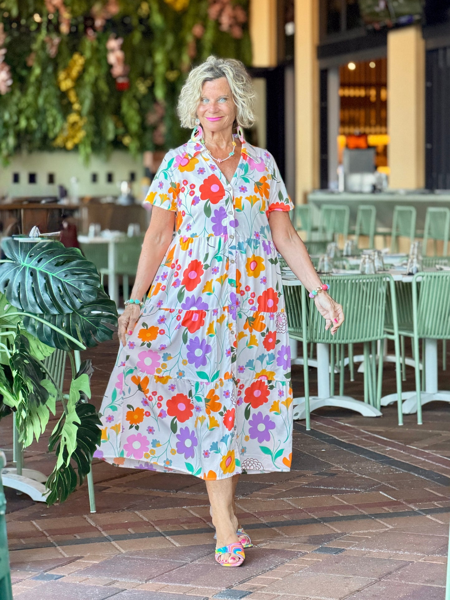 Casual Bohemian WHITE high-waisted color contrast dress