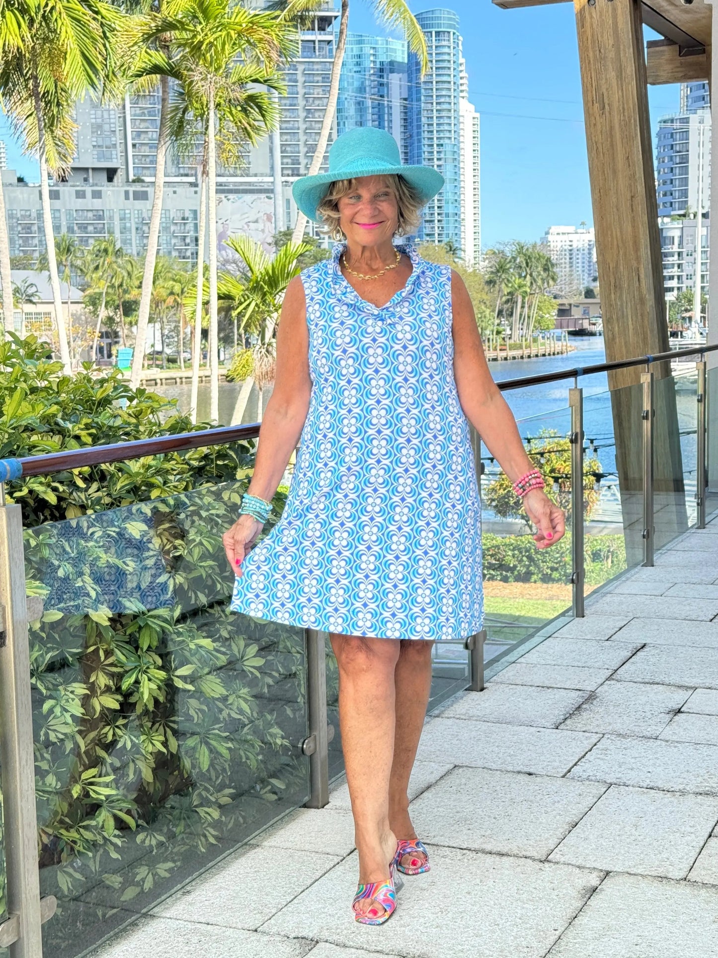LULU B COASTAL BLOOM RUFFLE DRESS