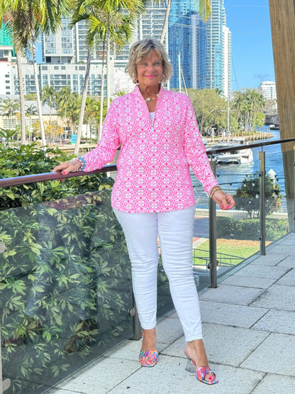 LULU B TROPIC PETALS ZIPPER TOP