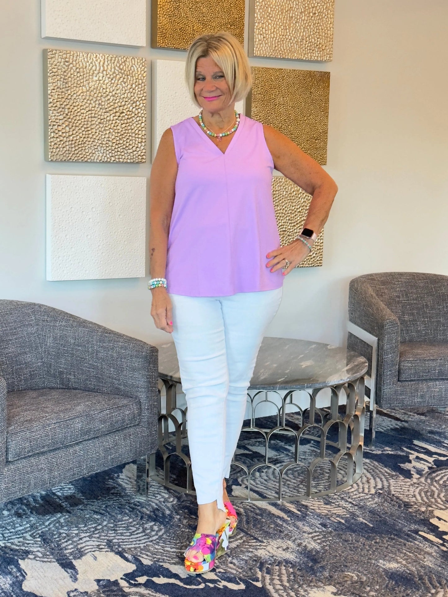 LILAC TAILORED V NECK