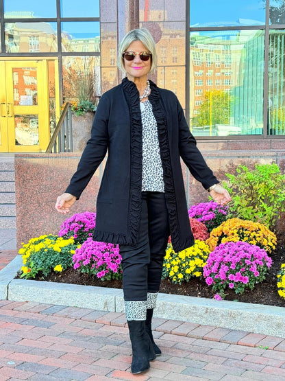 LULU-B ROUGED BLACK CARDIGAN