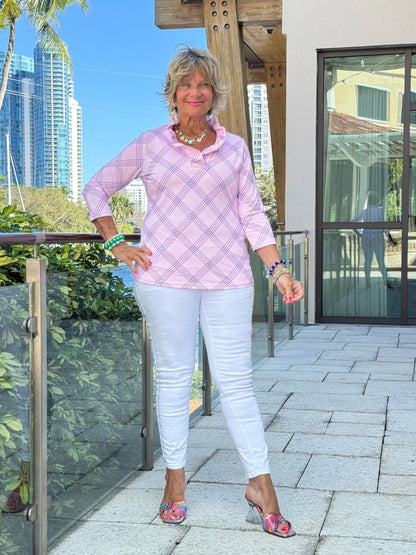 LULU B PINK CHIC RUFFLE TOP