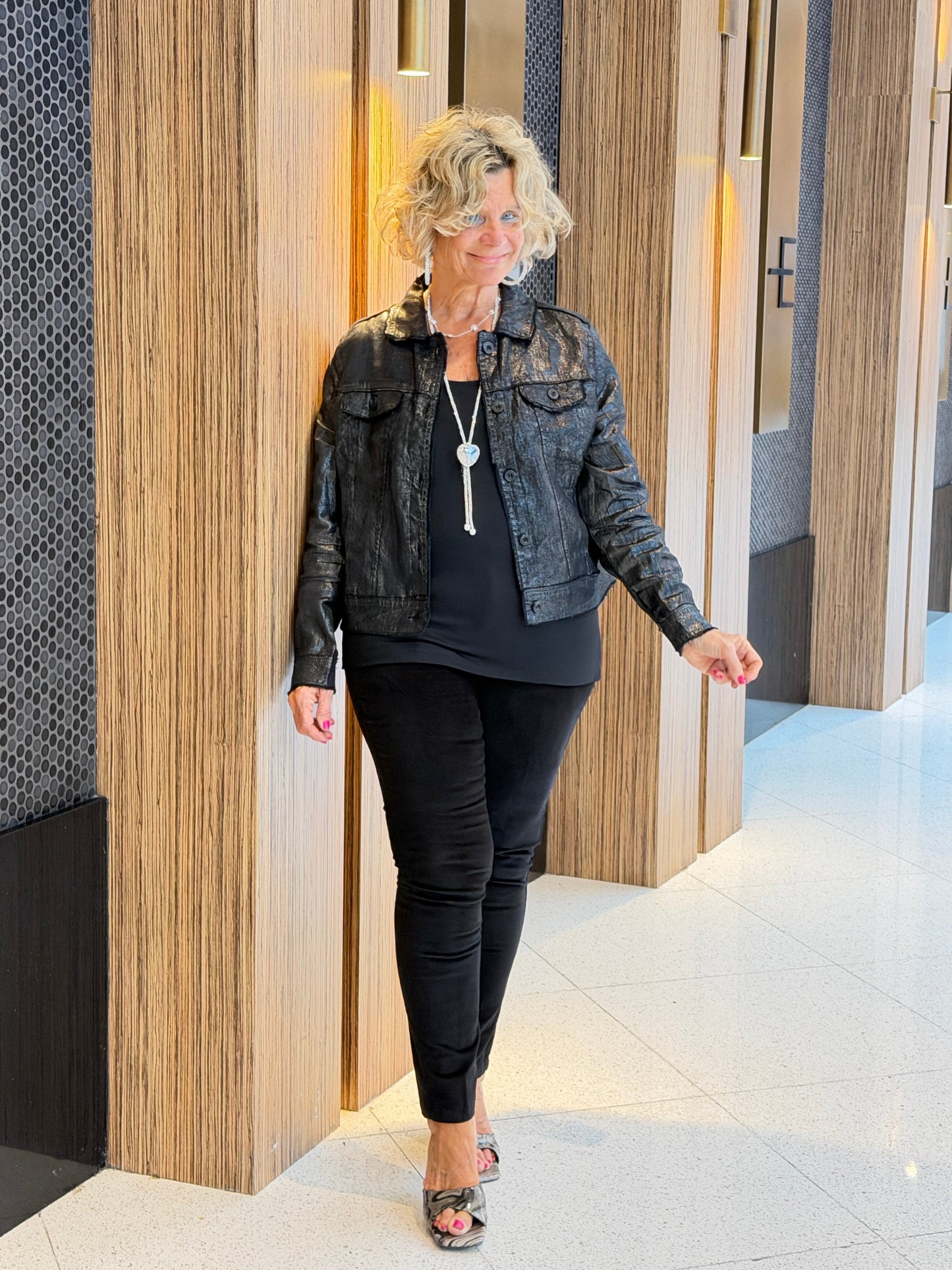 LULU B BLACK METALLIC JACKET