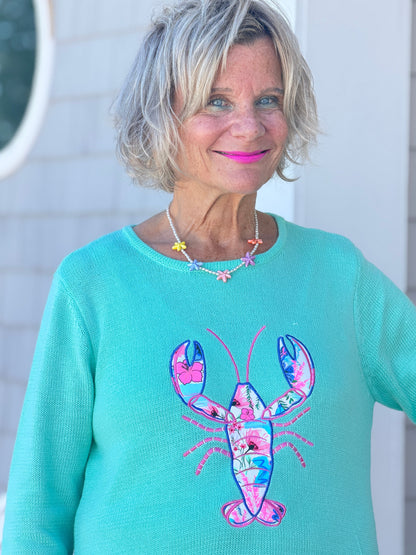 BEACH CLUB SEAFOAM LOBSTER SWEATER