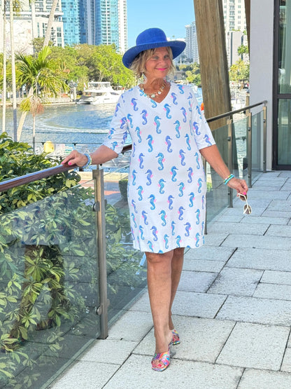 LULU B SHORELINE CHARM ELBOW SLEEVE DRESS