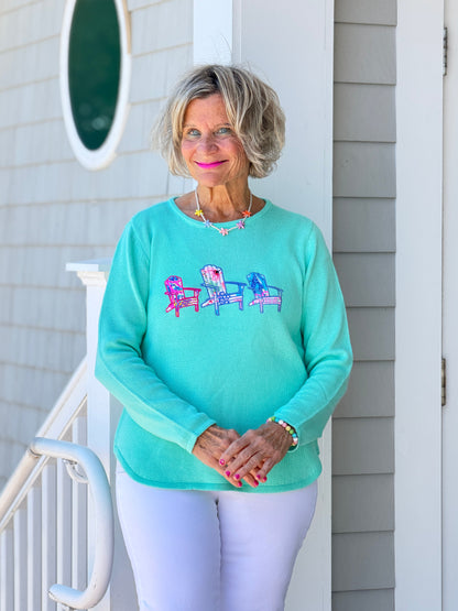 BEACH CLUB SEAFOAM ADIRONDACK SWEATER