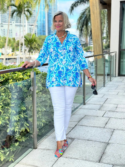 BLUE DREAMING HEARTS TUNIC