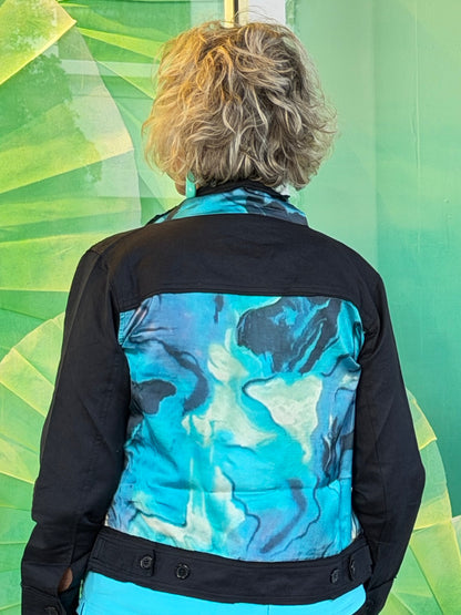 AQUA MARINE LINEN DESIGNER JACKET