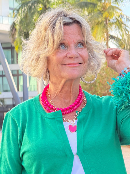 LULU B GREEN CASHMERE FRINGE