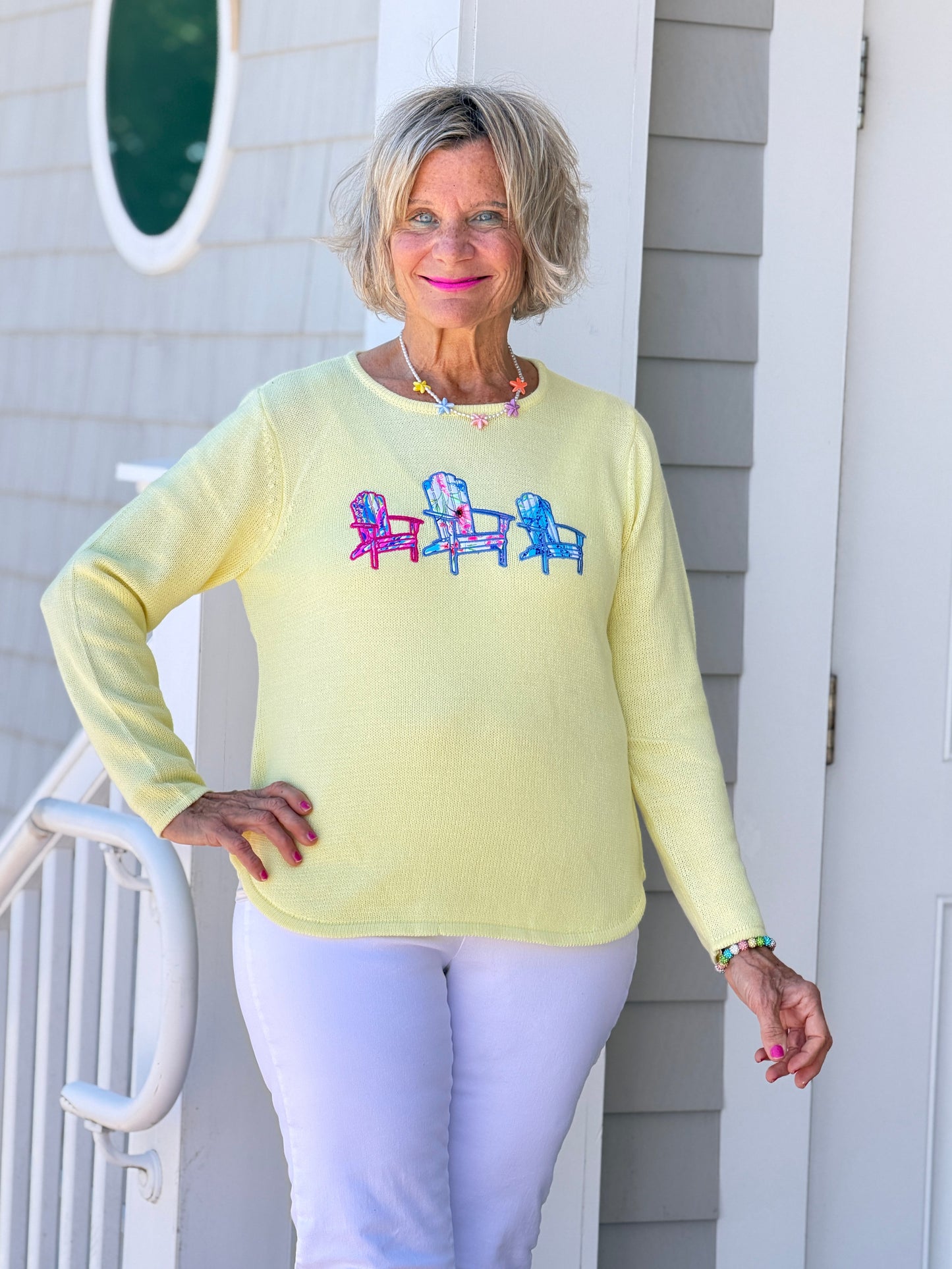 BEACH CLUB YELLOW ADIRONDACK SWEATER