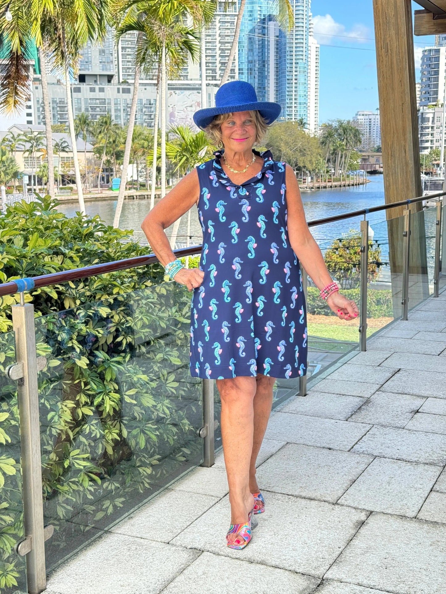 LULU B MIDNIGHT REEF RUFFLE DRESS