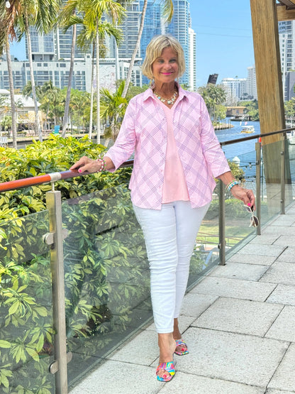 LULU B PINK CHIC BUTTON UP SHIRT