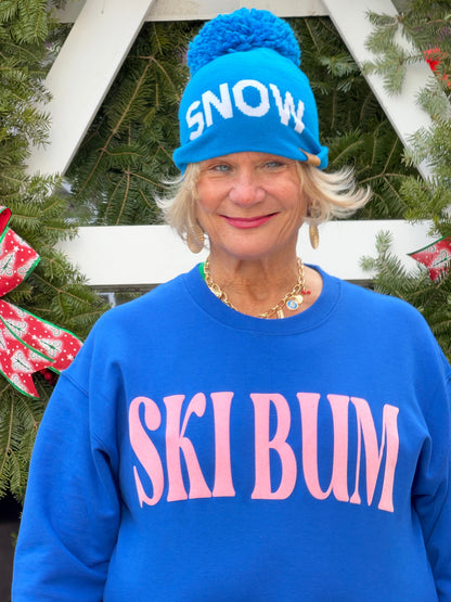 Blue Snow Pom Hat