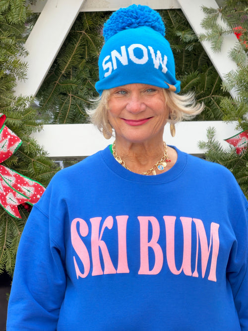 Blue Snow Pom Hat