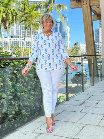 LULU B SHORELINE CHARM V NECK TOP