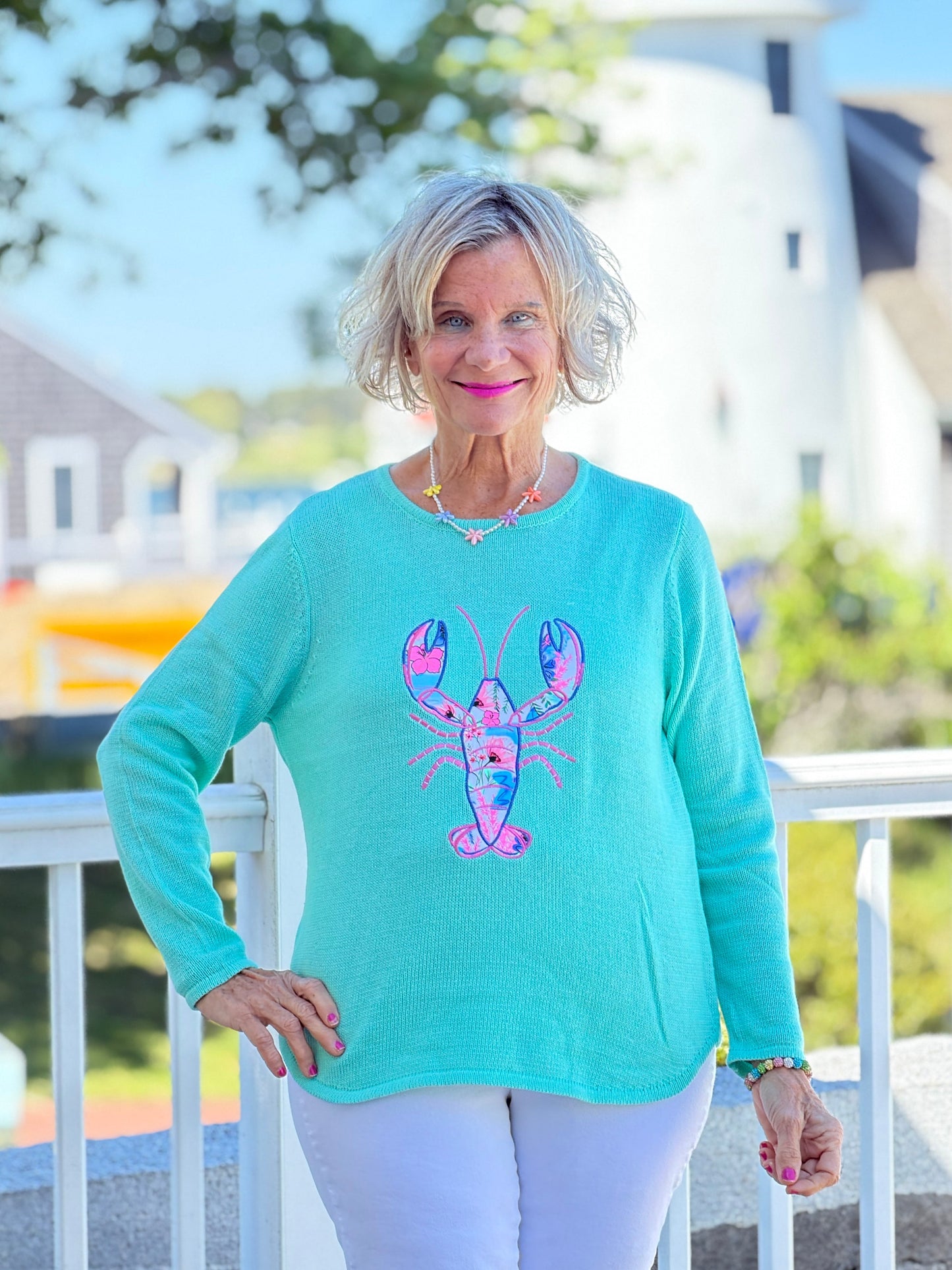 BEACH CLUB SEAFOAM LOBSTER SWEATER