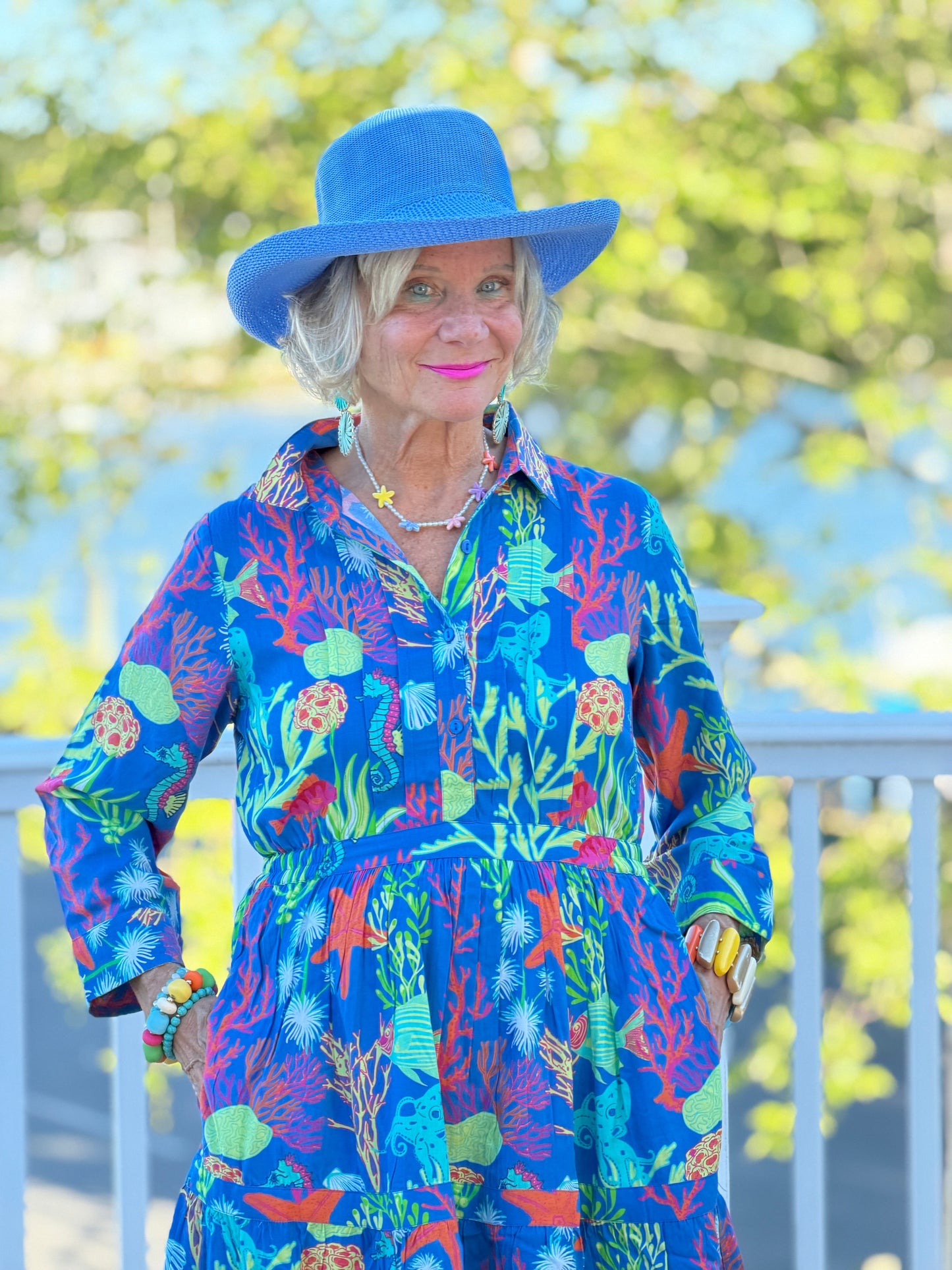 CORAL GARDEN COLLAR DRESS