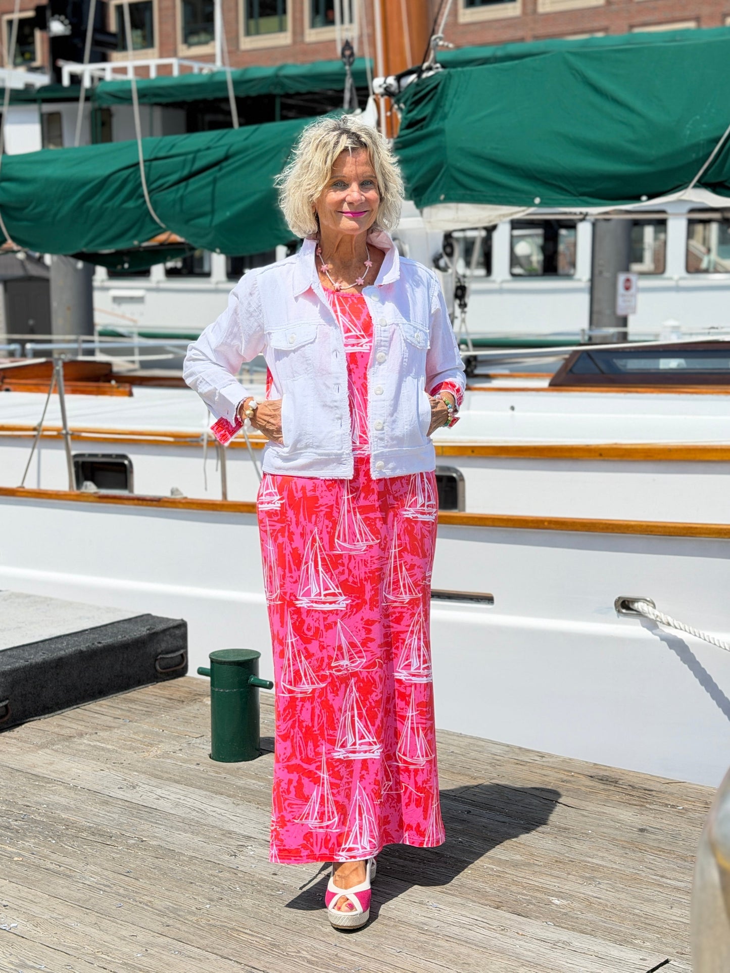 HARBOR LIGHTS RED  LINEN JACKET