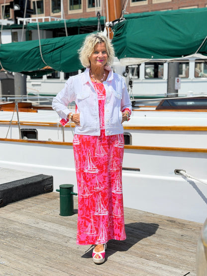 HARBOR LIGHTS RED  LINEN JACKET