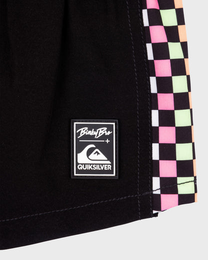 BinkyBro x Quiksilver Checkers Black Swim Trunks