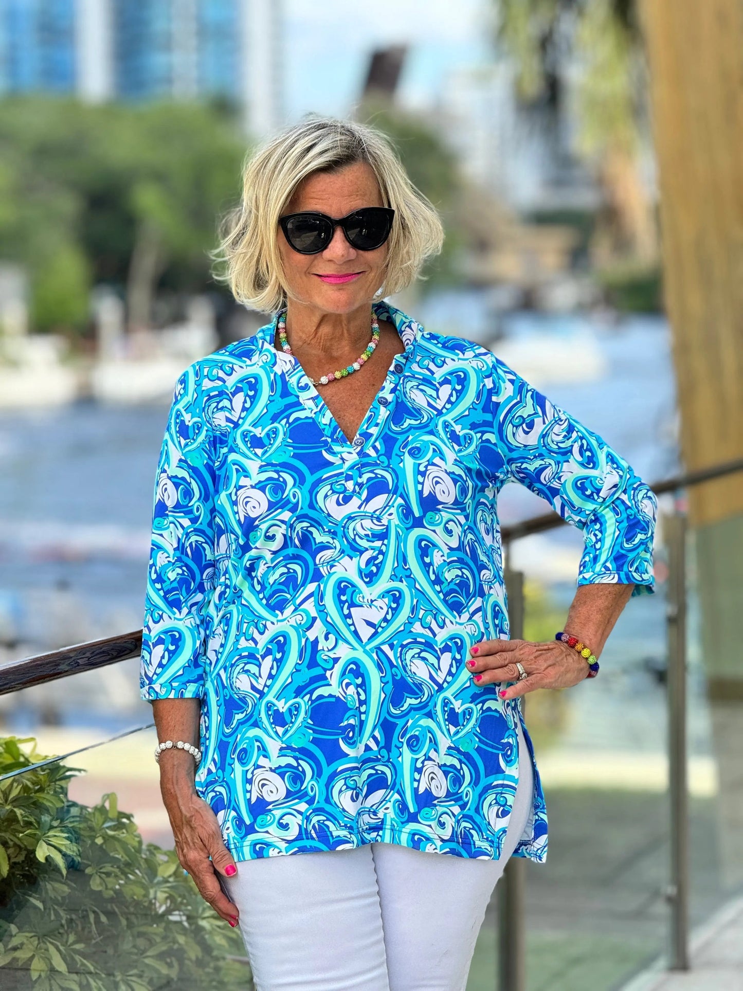 BLUE DREAMING HEARTS TUNIC