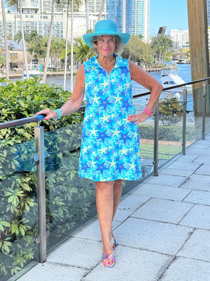 LULU B STARFISH SPLASH ZIPPER SWING DRESS