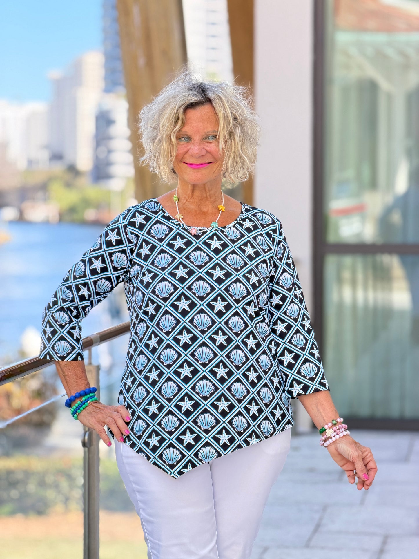 LULU B OCEAN TREASURES ASYMMETRIC TOP