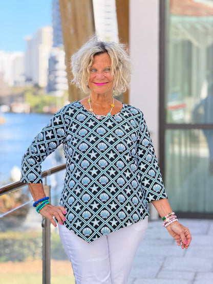 LULU B OCEAN TREASURES ASYMMETRIC TOP