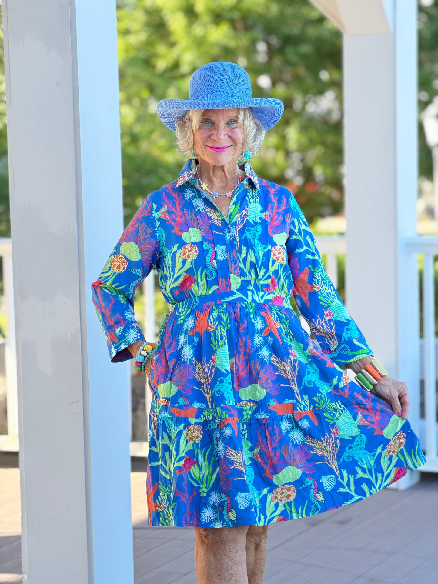 CORAL GARDEN COLLAR DRESS