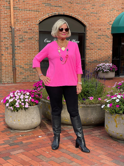 LULU-B HOT PINK TAILORED SLEEVE TOP